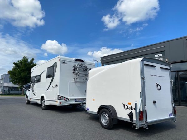 Trekhaak met chassisverlenging op mobilhome